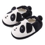 LACOFIA Küçük çocuk kız kaymaz kauçuk taban ayakkabı çocuk kış sıcak pelüş tavşan ev terliği, Panda, 26/27 EU