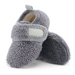 LACOFIA Toddler erkek kız çorap terlik çocuklar kış sıcak polar ev ayakkabı çocuk kaymaz ev terlik, gri, 9/9.5 UK Child