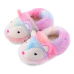 LACOFIA Toddler Terlik Çocuk Ev Ayakkabıları Çocuk Kış Sıcak Peluş Terlik Kaymaz Kauçuk Taban ile, çok renkli, 11/12 UK Child