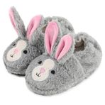 LACOFIA Toddler Terlik Çocuk Ev Ayakkabıları Çocuk Kış Sıcak Peluş Terlik Kaymaz Kauçuk Taban ile, Gri Tavşan, 7/8 UK Child