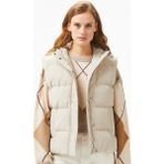 Lacoste Down Fill Water Repellent Womens Vest Kadın Su Itici Sabit Kapüşonlu Kaz Tüyü Yelek Taş - Taş Rengi - 38