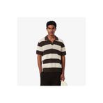 Lacoste Erkek Classic Fit Kısa Kollu Polo Yaka Çizgili Kahverengi Triko