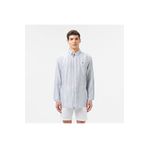 Lacoste Erkek Regular Fit Çizgili Keten Koyu Mavi Gömlek