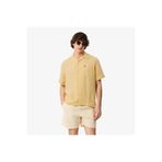 Lacoste Erkek Relaxed Fit Kısa Kollu Keten Bej Gömlek