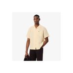 Lacoste Erkek Relaxed Fit Kısa Kollu Keten Krem Gömlek