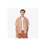 Lacoste Erkek Relaxed Fit Kısa Kollu Monogram Bej Gömlek