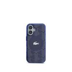 Lacoste iPhone 16 IML Timsah Logolu Monogram Magsafe Lacivert Uyumlu Telefon Kılıfı
