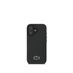 Lacoste iPhone 16 Magsafe Koyu Yeşil PU Pike Desenli Timsah Logolu Siyah Uyumlu Telefon Kılıfı