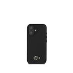 Lacoste iPhone 16 Magsafe PU Pike Desenli Timsah Logolu Siyah Uyumlu Telefon Kılıfı