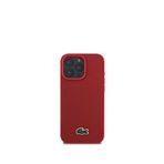Lacoste iPhone 16 Pro Magsafe PU Pike Desenli Timsah Logolu Kırmızı Uyumlu Telefon Kılıfı