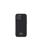 Lacoste iPhone 16 Pro Max Magsafe PU Pike Desenli Timsah Logolu Lacivert Uyumlu Telefon Kılıfı