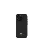 Lacoste iPhone 16 Pro Max PU Pike Desenli Metal Logolu Siyah 1.5 mt Type-C Kablo Telefon Kılıfı