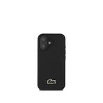 Lacoste iPhone 16 PU Pike Desenli Metal Logolu Siyah 1.5 mt Type-C Kablo Telefon Kılıfı