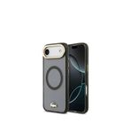 Lacoste iPhone 17 Air Gold Timsah Logolu Buzlu Magsafe Siyah Uyumlu Telefon Kılıfı