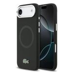 Lacoste İphone 17 Air Kılıf Lisanslı M-Safeli İkonik Logo Metal Kamera Çerçeveli Silikon Kapak Siyah