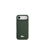 Lacoste iPhone 17 Air Metal Logolu PU Deri Tasarımlı Magsafe Yeşil Uyumlu Telefon Kılıfı