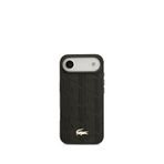 Lacoste iPhone 17 Air Monogram Serisi PU Deri Tasarımlı Magsafe Siyah Uyumlu Telefon Kılıfı