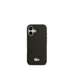 Lacoste iPhone 17 Metal Logolu PU Deri Tasarımlı Magsafe Siyah Uyumlu Telefon Kılıfı