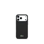 Lacoste iPhone 17 Pro Max Pike Desenli Metal Logolu Kartlıklı Magsafe Siyah Uyumlu Telefon Kılıfı
