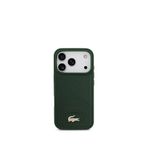Lacoste iPhone 17 Pro Metal Logolu PU Deri Tasarımlı Magsafe Yeşil Uyumlu Telefon Kılıfı