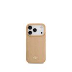 Lacoste iPhone 17 Pro Monogram Serisi PU Deri Tasarımlı Magsafe Bej Uyumlu Telefon Kılıfı