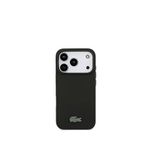 Lacoste iPhone 17 Pro Pike Desenli Metal Logolu Kartlıklı Magsafe Siyah Uyumlu Telefon Kılıfı