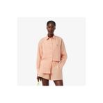 Lacoste Kadın Oversize Fit Çizgili Keten Turuncu Gömlek