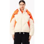 Lacoste Kadın Oversize Fit Kapüşonlu Renk Bloklu Krem Şişme Mont - Ibb-Krem - 36