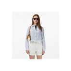 Lacoste Kadın Relaxed Fit Keten Çizgili Mavi Gömlek