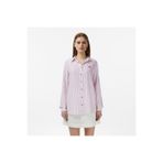 Lacoste Kadın Relaxed Fit Keten Çizgili Pembe Gömlek