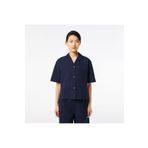 Lacoste Kadın Relaxed Fit Kısa Kollu Lacivert Gömlek