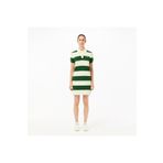 Lacoste Kadın Slim Fit Polo Yaka Çizgili Beyaz Elbise
