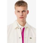 Lacoste Men's Oversized Fit Cream Shirt Bol Kesim Erkek Denim Gömlek Krem - 43
