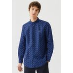 Lacoste Mens Regular Fit Navy Shirt Standart Kesim Düğmeli Erkek Keten Gömlek Lacivert