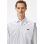 Lacoste Mens Regular Fit White Shirt Standart Kesim Çıtçıt Düğmeli Fermuar Cepli Erkek Gömlek Beyaz - 43