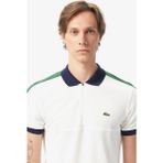 Lacoste Men's Regular Fit Zippered Polo T-Shirt Erkek Fermuarlı Polo Yaka Renk Bloklu Tişört Beyaz