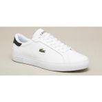 Lacoste Powercourt Leather Erkek Beyaz Sneaker Siyah Detaylı Taban Tipi Malzeme ile Şık - 147-Beyaz