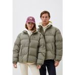Lacoste Primaloft Neo Synthethic Fill Loose Unisex Dik Yaka Gizli Kapüşon Bol Kesim Haki Mont