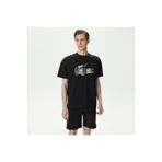 Lacoste Siyah Erkek Relaxed Fit Bisiklet Yaka Baskılı T-shirt