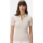 Lacoste Slim Fit Kısa Kollu Yarım Fermuarlı Polo Yaka Full Likralı Triko Tişört Pudra Pembe