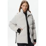 Lacoste Syntehic Fill Womens Jacket Dik Yakalı Dolgu Kadın Şişme Mont Gri - 40