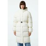 Lacoste Womens Down Fill Jacket Sabit Kapüşonlu Kaz Tüyü Kadın Parka Krem - 42