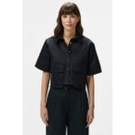 Lacoste Womens Regular Fit Black Shirt Standart Kesim Yarım Kollu Çıtçıt Düğmeli Kadın Gömlek Siyah - 36
