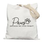Lacosu Köpek Lover Tote Çanta, Köpek Pençesi Baskı Kanvas Bez Çantalar, Kadınlar için Köpek Hediyeleri, Köpek Anne Hediyeleri, Köpek Aşığı Hediyeleri, Pençeler ve Küçük Şeylerin Keyfini Çıkarın