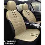 Lada Samara 1984–2013 Colorline Elegance Serisi Deri Bej Siyah Koltuk Kılıfı - Modüler Standart - Bej - Siyah