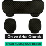 Lada Samara 1984–2013 Uyumlu 3 Parça Kapitone Oturak Araba Koltuk Kumaş Siyah Sarı - Kaymaz | Trobus - Siyah - Sarı