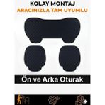 Lada Samara 1984–2013 Uyumlu 3 Parça Kapitone Oturak Araba Koltuk Suni Deri Siyah Mavi - Kaymaz | Trobus - Siyah - Mavi