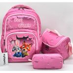 Laddyco Ilkokul Çantası Kız Çocuğu 3`lü Set Renkli Ilk Okul Çantası Karakter Baskılı Takım - sırt çantası - Pembe - Çanta ölçüleri: boy 40cm En: 30 cm Genişlik:18 cm, Beslenme ölçüleri: boy: 18 cm En:21 cm Derinlik: 9 cm