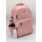 LaddyCo Saten Suya Dayanıklı Kumaş Unisex Siyah Okul Sırt Çantası 1700 - Pudra