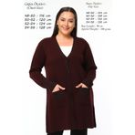 Laden Kadın Büyük Beden Simli Uzun Yüksek Kalite Orta Kalın Özel Triko Mevsimlik Anne Bordo Hırka